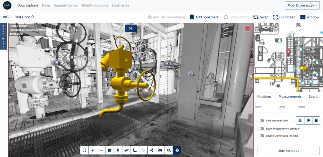3D rendering of a yellow valve in an industrial setting, showcasing detailed machinery and equipment in a factory environment. The image highlights the functionality and design of the valve amidst a backdrop of pipes and machinery.